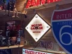 アメリカンクロックNo.2★時計★ガレージ★ルート66★ネオンクロック★掛け時計