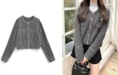 (K11040) グレイル GRL ラメフェザーカーディガン