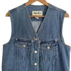 90's Eddie Bauer デニムベスト S/P 白タグ　アウトドア
