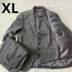 【新品】メンズ ダークグレー ビジネススーツ XLサイズ 3点セット
