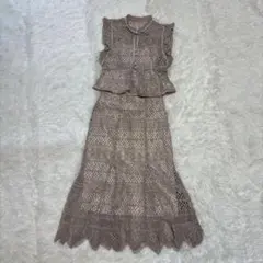 【snidel】レースボウタイブラウス　ヘムフレアレーススカート