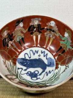 古九谷　九谷焼　赤絵　飯田屋　宮本窯　龍の図　浅井一毫　山田久録　１客 古九谷 九谷焼 赤絵 飯田屋 宮本窯 龍の図 浅井一毫 山田久録 1客