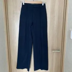 ゆ*様 UNIQLOユニクロ、ブラッシュドジャージーワイドパンツ/丈長め、ネイビ