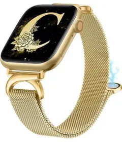 コンパチブル Apple Watch バンド ステンレス磁石マグネット ゴールド
