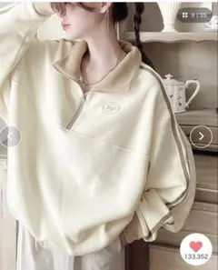 《JaVa ジャバコラボ》フリース オーバーサイズ ハーフジップ プルオーバー