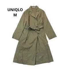 UNIQLO ユニクロ リネン混 ロングコート カーキ M ベルト付き 春