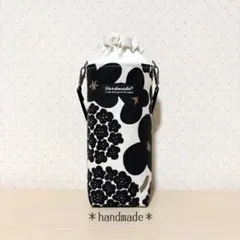 ペットボトルカバー 北欧風花柄 ブラック ハンドメイド - メルカリ