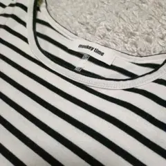 monkey time ボーダー Tシャツ 半袖 M コットン100%　ロング丈のサムネイル