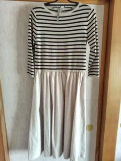 23区　ストライプ 長袖カットソーワンピース