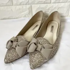 DIANA ダイアナ　グログランリボン オペラシューズ グリッター パンプス