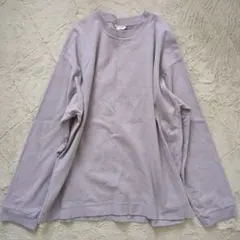 T-45秋冬トップス薄紫の長袖Tシャツ　トレーナー　ゆるだぼ