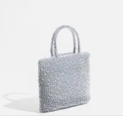 アンテプリマ風　シルバー ビーズ編み ショルダーバッグ