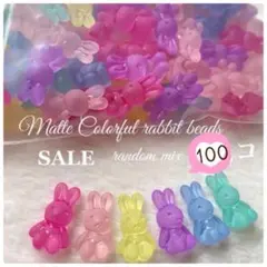 SALE♪【100コ価格】アクリルビーズ 6カラーつや消しうさぎビーズ