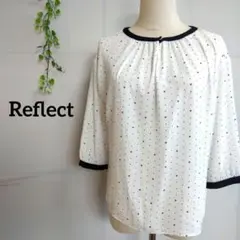 リフレクト Reflect ホワイト ドット柄 五分袖 ブラウス