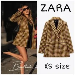 ZARA　テクスチャー素材ダブルブレストブレザー　XSサイズ