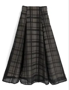 GRL tu1082 チェック柄シアーフレアスカート S