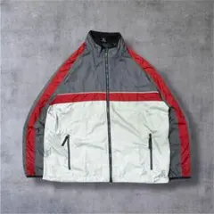 古着ナイキNIKEナイロンジャケット刺繍ロゴスウッシュドローコード付切替デザイン