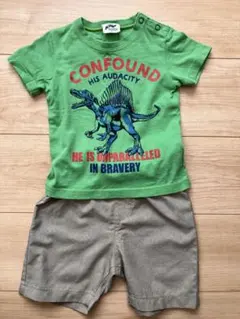 恐竜プリント Tシャツとショートパンツセット