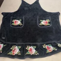 FEILER 花柄刺繍 エプロン 黒