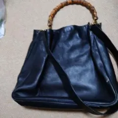 GUCCI バンブー レザー 2WAYショルダー 斜め掛け レディースブラック系