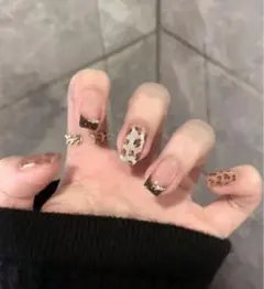 レオパード柄フレンチネイルチップセット