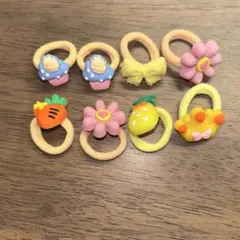 ヘアゴム 子供用 オレンジ 黄色 8点まとめ売り