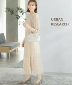 URBANRESEARCHバイカラーレースドレス　FREE ベージュ系その他