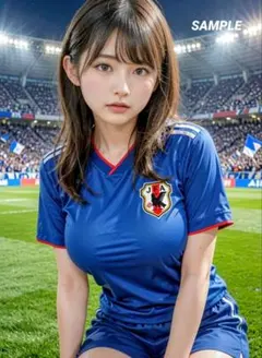 【美人美女】AIグラビア写真 サッカーユニフォーム【L版サイズ】
