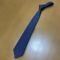 ネイビー ドット柄 メンズネクタイシルク100%