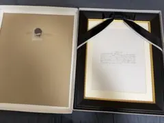 リボン付き　額縁　遺影 新品同様 H-22 無反射ガラス 黒