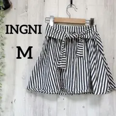 INGNI（イング）ストライプ柄 リボン付き ミニスカート 裏地あり M