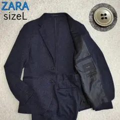 【大人ビジカジ】ザラZARA・カジュアルスーツ・ストレッチ・ネイビー・M~L