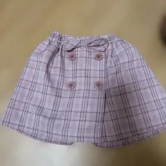 ピンク系チェック ダブルボタン スカート