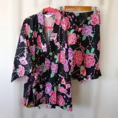 花柄黒甚平 Lサイズ