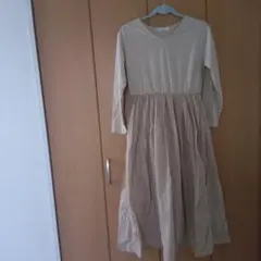 Samansa Mos2 blue フレアワンピース フリーサイズ　ベージュ