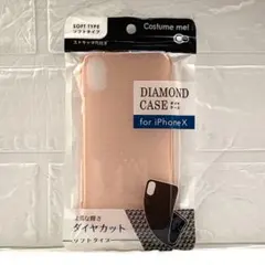 iPhone X用 ダイヤモンドケース ソフトタイプ　クリアピンク