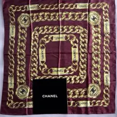 CHANEL バーガンディ シルクスカーフ　未使用品　ケース付き