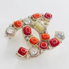 CHANEL ココマーク ビジュー ゴールド ブローチ コサージュ.