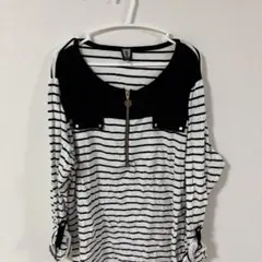 美品✨️【2X】ANNE KLEIN SPORT ストライプ五分袖トップス
