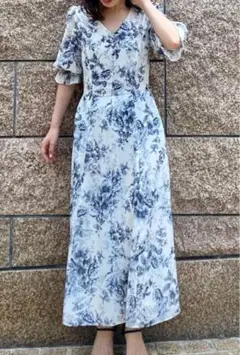 23AW♡グレースコンチネンタル シャドーフラワープリントワンピース 36