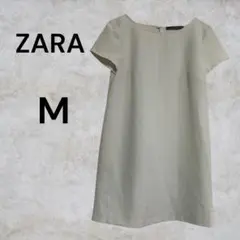 ZARA WOMAN 半袖ワンピース きれいめ シンプル オフホワイト　Mサイズ