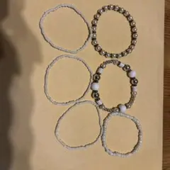 ビーズとパールのブレスレット6点セット