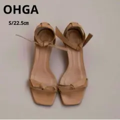 新品未使用✨ OHGA 【22.5㎝】 リボンレザーサンダル ベージュ