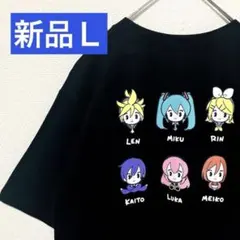 ★新品★初音ミク 鏡音レン リン KAITO 半袖Tシャツ ブラック 黒 Ｌ
