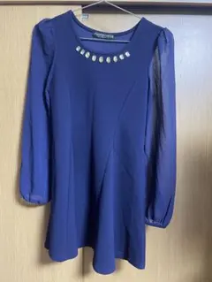 FLOWER CIRCLE ネイビー長袖ワンピース M