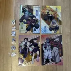 鬼滅の刃 7点セット、クリアファイル、ラバーチャーム、消しゴム、缶バッジ