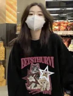SHEIN ニット スウェット 猫 プリント
