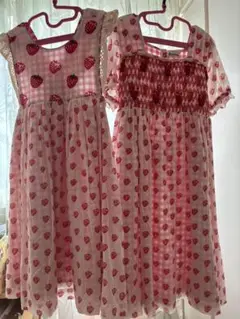 Bachaa いちご柄 半袖 刺繍　ワンピース 120cm 姉妹お揃い