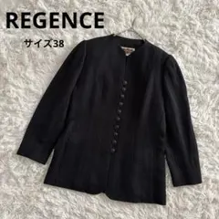 レジァンス　REGENCE ジャケット　絹70% 日本製　黒　ヘリボーン風　38のサムネイル