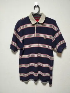 TOMMY HILFIGER ネイビー ストライプ ポロシャツ　S
